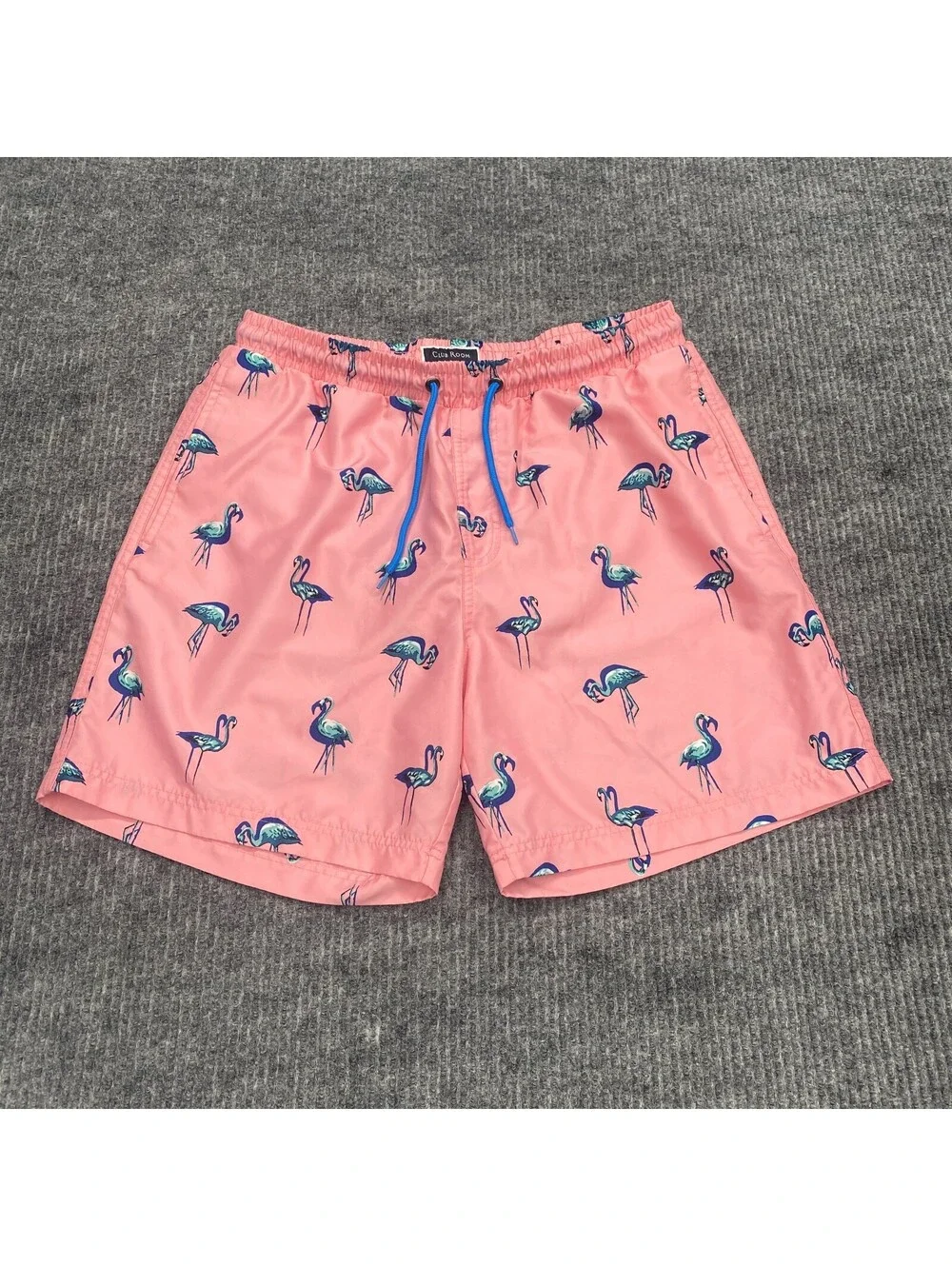 Lot Of 2 Club Room Swim Trunks Lined Shorts Men M Blue Pink Flamingo AOP Pockets